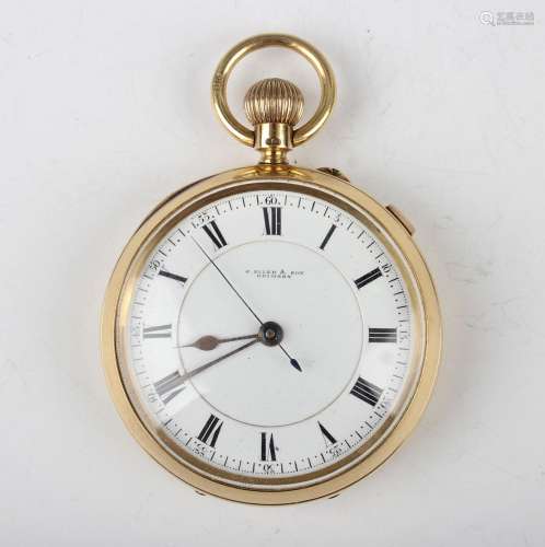 A 18ct gold cased keyless wind centre stop seconds open-face...