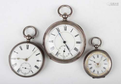 A silver keywind open-faced gentleman's pocket watch, import...
