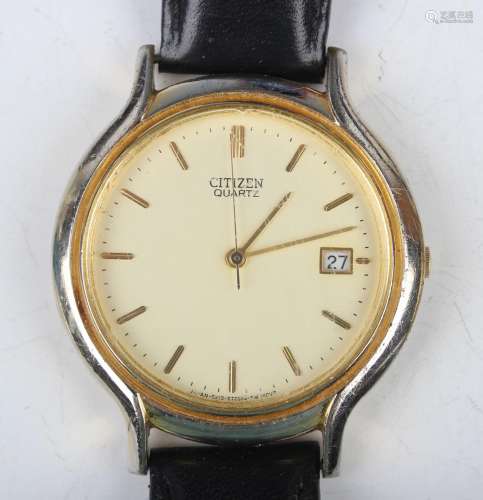 A Rotary Quartz gilt metal cased gentleman's wristwatch, the...