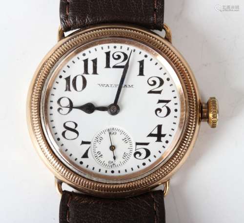 A Waltham 9ct gold circular cased gentleman's wristwatch, th...