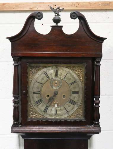A late 18th century stained oak longcase clock with eight da...