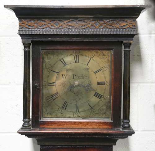 A mid-18th century oak longcase clock with thirty hour movem...