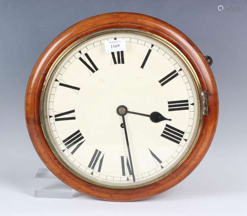A late Victorian mahogany circular cased wall timepiece with...