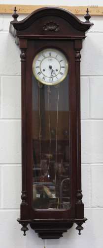 A late 20th century mahogany cased Vienna style wall clock w...