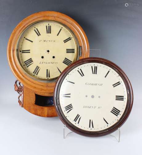 A group of 19th century mahogany drop dial wall clock case p...