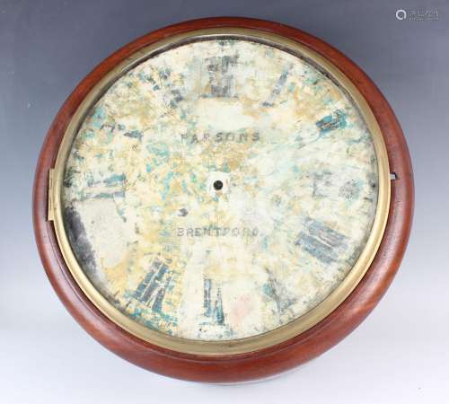 A late Victorian mahogany circular wall clock case with 16-i...