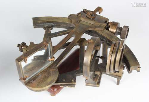 A mid-20th century German brass sextant, signed 'C. Plath Ha...