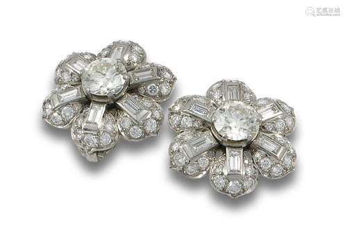 Platinum flower earrings.