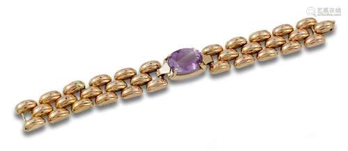 Articulated bracelet, 1940s, 14 kt yellow gold.