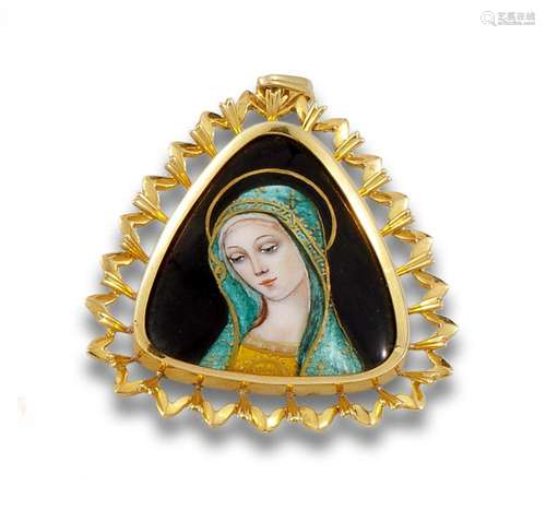 Religious medal of the Virgin, 1970s, in 18 kt yellow gold.