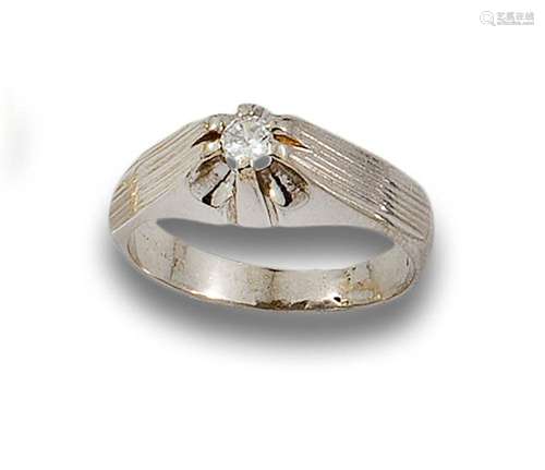 18 kt white gold gentleman s solitaire ring.