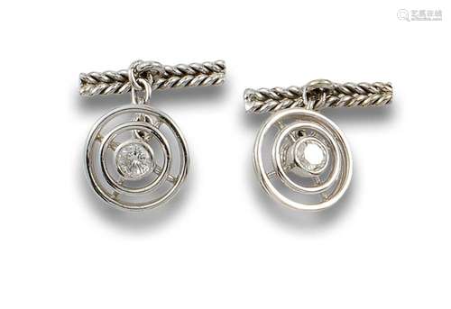 Cufflinks, Art Deco style, in 14 kt white gold.