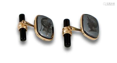 Yellow gold plated silver cufflinks,