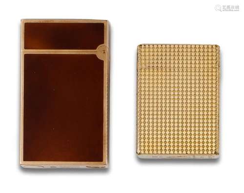 Lot of two gold-plated DUPONT lighters and Chinese lacquer.