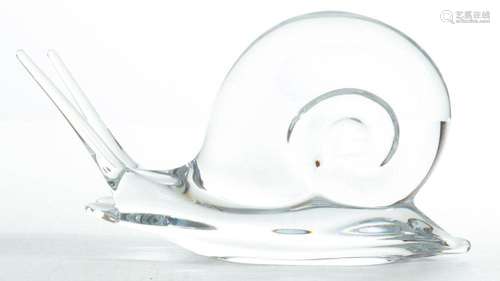 DAUM FRANCE CRYSTAL SNAIL H 6" L 10"