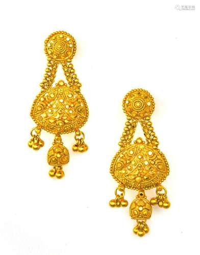 22KT YELLOW GOLD DROP EARRINGS PAIR