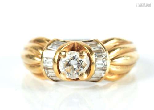 DIAMOND 15PTS AND 18KT GOLD RING SIZE 8