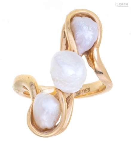 MOBE PEARL & 14 KT YELLOW GOLD RING C 1950