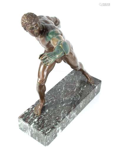 FRENCH BRONZE SCULPTURE, THE BORGHESE GLADIATOR, MARBLE PLIN...