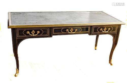 BAKER  LOUIS XV  TOOLED LEATHER TOP WRITING DESK, H 30"...