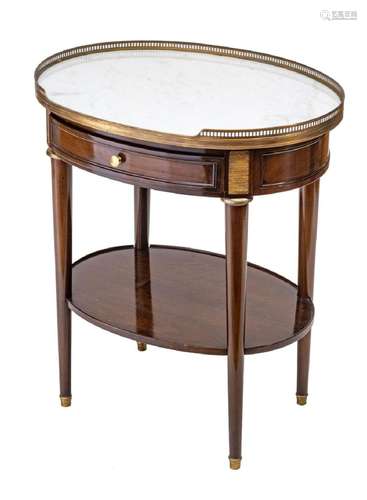 FRENCH EMPIRE MARBLE TOP & MAHOGANY SIDE TABLE, H 28&quo...