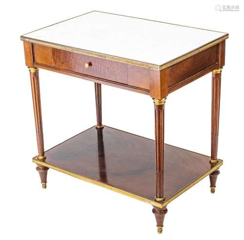 FRENCH EMPIRE MARBLE TOP & MAHOGANY SIDE TABLE, H 28.5&q...