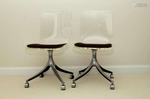 HILL MANUFACTURING CORPORATION LUCITE AND STEEL SWIVEL CHAIR...