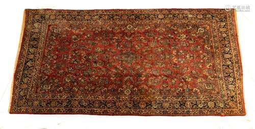 ANTIQUE PERSIAN SAROUK HANDWOVEN WOOL RUG, C. 1930, W 12 , L...