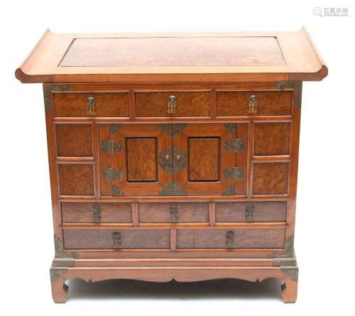 ASIAN CARVED WOOD END TABLE/ CHEST H 24" W 28" D 1...