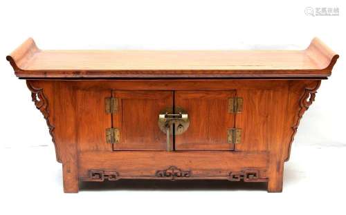 CHINESE CARVED WOOD CABINET, H 25 1/2", L 55 1/4",...