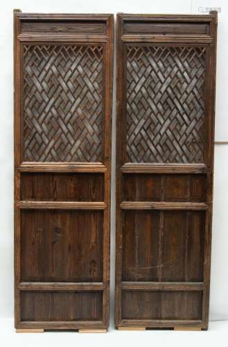CHINESE PANELED DOORS, PAIR, H 86", W 25 1/2"