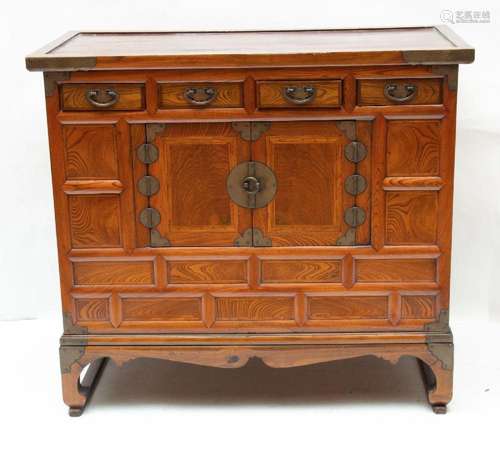 KOREAN MORI JANG WOOD CABINET, H 35", L 39 1/2", D...