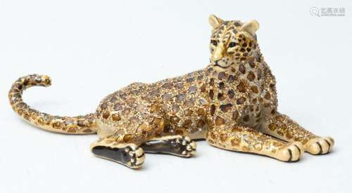 JAY STRONGWATER, RECLINING LEOPARD, SWAROVSKI CRYSTALS H 4&q...