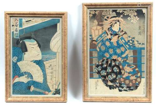 JAPANESE WOODBLOCK PRINTS, 2 PCS. H 12", 14" W 14&...