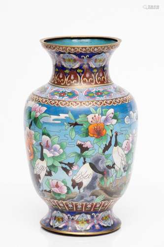 JAPANESE CLOISONNE VASE, 20TH C, H 12", DIA 7"