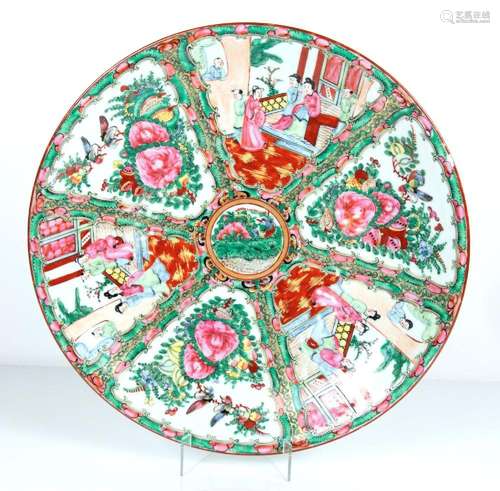 CHINESE ROSE MEDALLION PORCELAIN SHALLOW BOWL C 1900 H 2 1/2...