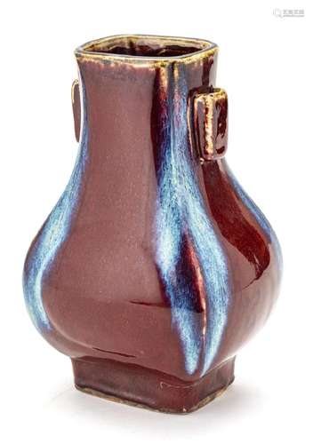 CHINESE FLAMBE GLAZE PORCELAIN VASE, H 11", W 7"