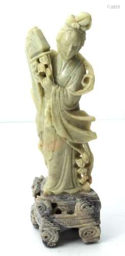 CHINESE SOAPSTONE CARVING OF QUAN YIN, C 1900 H 8.25"