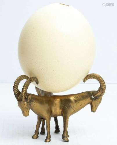 OSTRICH EGG ON METAL "GOAT" STAND H 8" INCLUD...