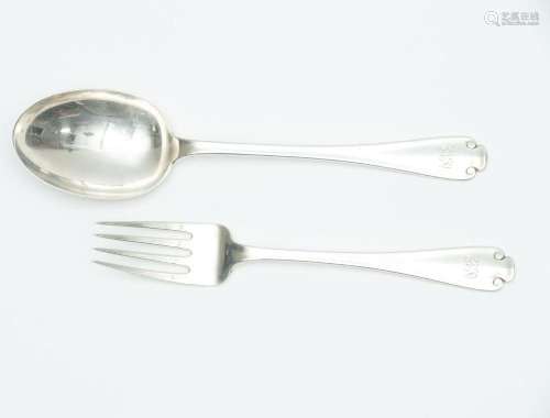 TIFFANY STERLING SERVING FORK AND SPOON 2 PCS. L 9 3/ 4"...