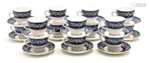 SPODE PORCELAIN CUPS AND SAUCERS, SET OF 23, 47 PCS. "R...