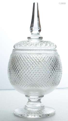 BRILLIANT PERIOD GLASS COMPOTE WITH LID, C 1900 H 12.75"...