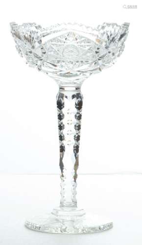 BRILLIANT PERIOD CUT CRYSTAL COMPOTE WITH SAWTOOTH RIM, C 19...