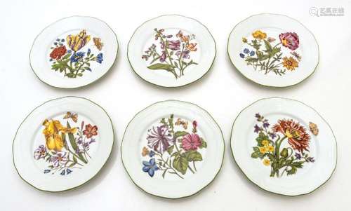 BAREUTHER WALDSASSEN BAVARIA BOTANICAL THEME DESSERT PLATES,...