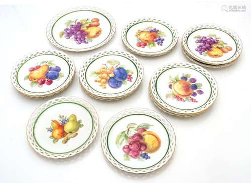 GERMAN PORCELAIN SERVICE PLATES SET OF 14 DIA 11", GOLD...