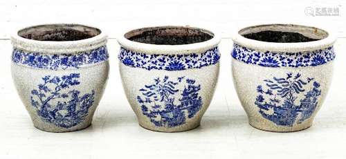 CHINESE PORCELAN GARDEN POTS H 12" DIA 13", 13&quo...