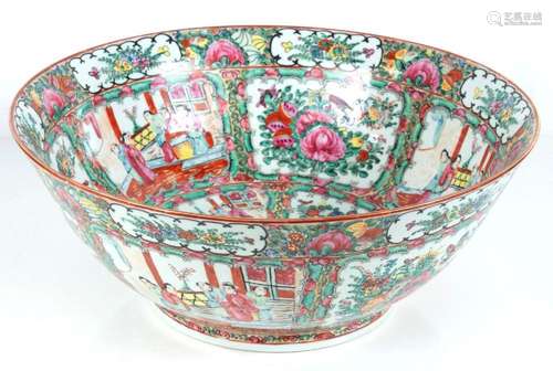 CHINESE PORCELAIN ROSE MEDALLION DESIGN LARGE BOWL H 6"...