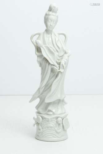 CHINESE WHITE PORCELAIN QUAN YIN, H 12"