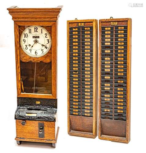 SIMPLEX TIME RECORDER COMPANY (LONDON, ONTARIO) OAK CASE PUN...