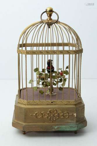 GERMANY, SINGING BIRD IN CAGE, H 12", W 6.75", L 5...